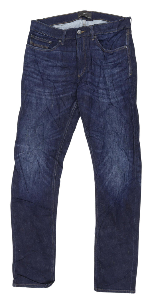Marks and Spencer Men's Blue Straight Jeans