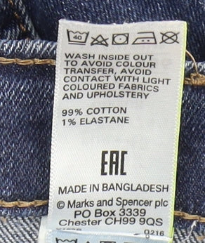 Womens UK Size 12 Marks and Spencer Slim Fit Skinny Blue Jeans