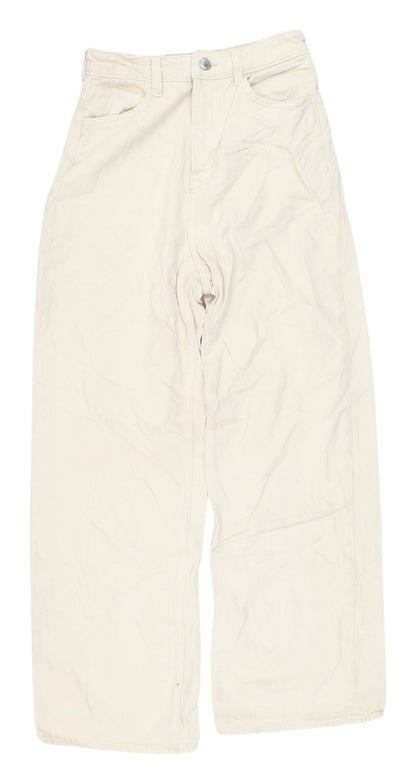 Womens UK Size 6 Unknown Relaxed Fit Wide-Leg Ivory Jeans