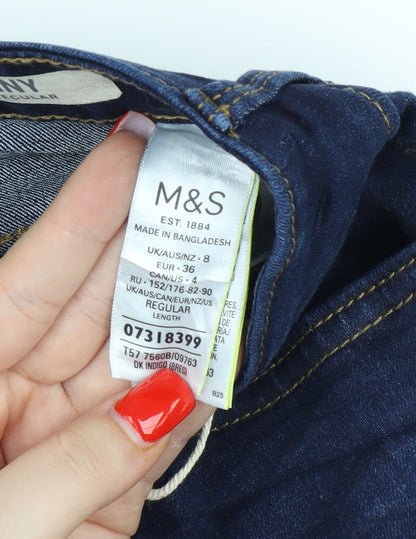 Womens UK Size 8 Marks and Spencer Regular Fit Skinny Blue Jeans