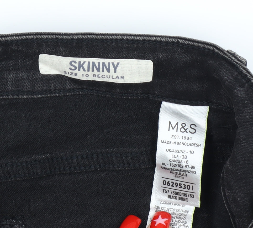 Womens UK Size 10 Marks and Spencer Regular Fit Skinny Black Jeans