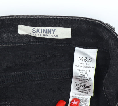 Womens UK Size 10 Marks and Spencer Regular Fit Skinny Black Jeans