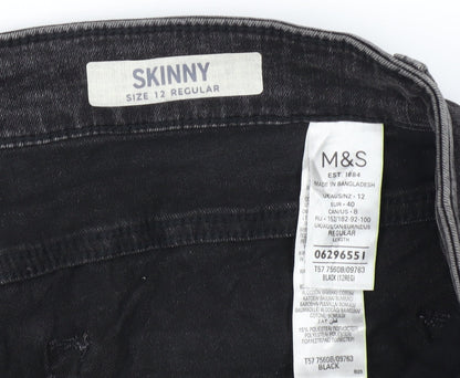 Womens UK Size 12 Marks and Spencer Regular Fit Skinny Black Jeans
