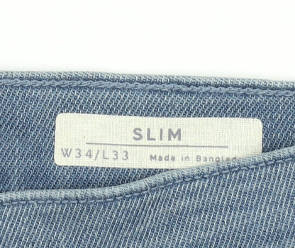 Marks and Spencer Men's Slim Fit Blue Jeans L