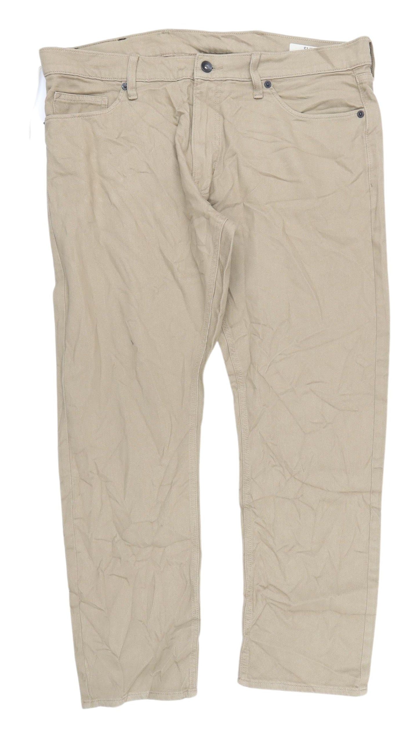 Marks & Spencer Men's Beige Slim Straight Jeans Size 38