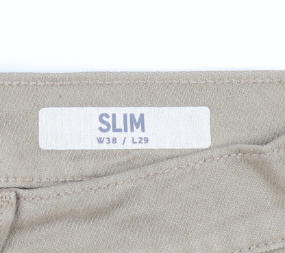 Marks & Spencer Men's Beige Slim Straight Jeans Size 38