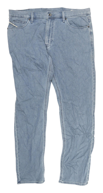 Marks and Spencer Men's Light Blue Slim Jeans, Size 38