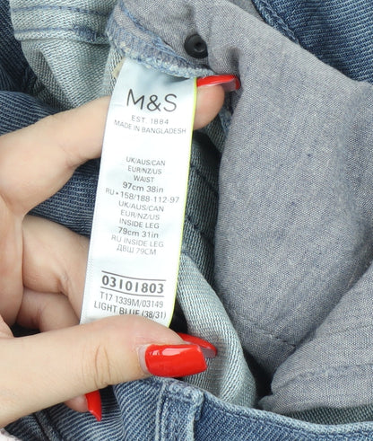 Marks and Spencer Men's Light Blue Slim Jeans, Size 38