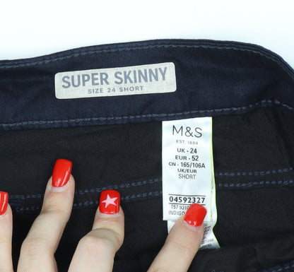Womens UK Size 24 Marks and Spencer Super-Skinny Fit Skinny Blue Jeans