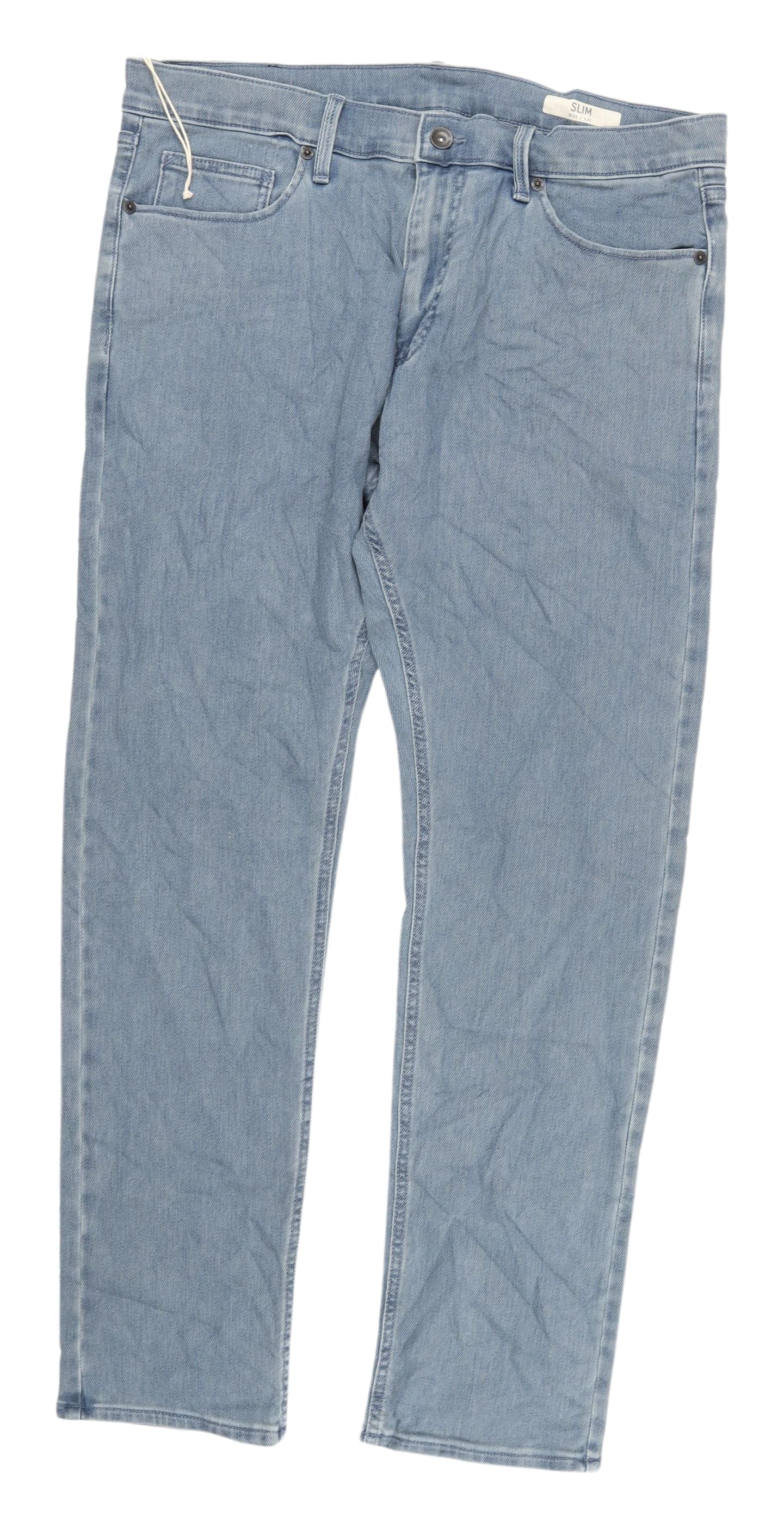 Marks and Spencer Men's Blue Straight Jeans, Size 36