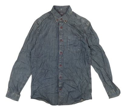 Marks & Spencer Men's Blue Denim Shirt, S, Button-Up