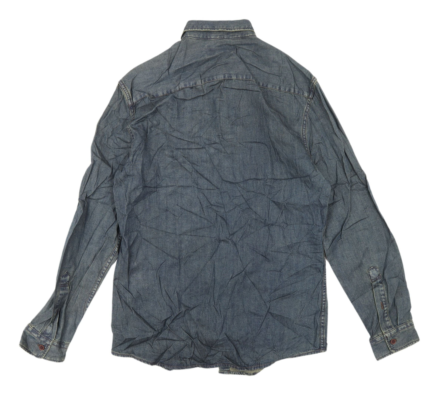 Marks & Spencer Men's Blue Denim Shirt, S, Button-Up