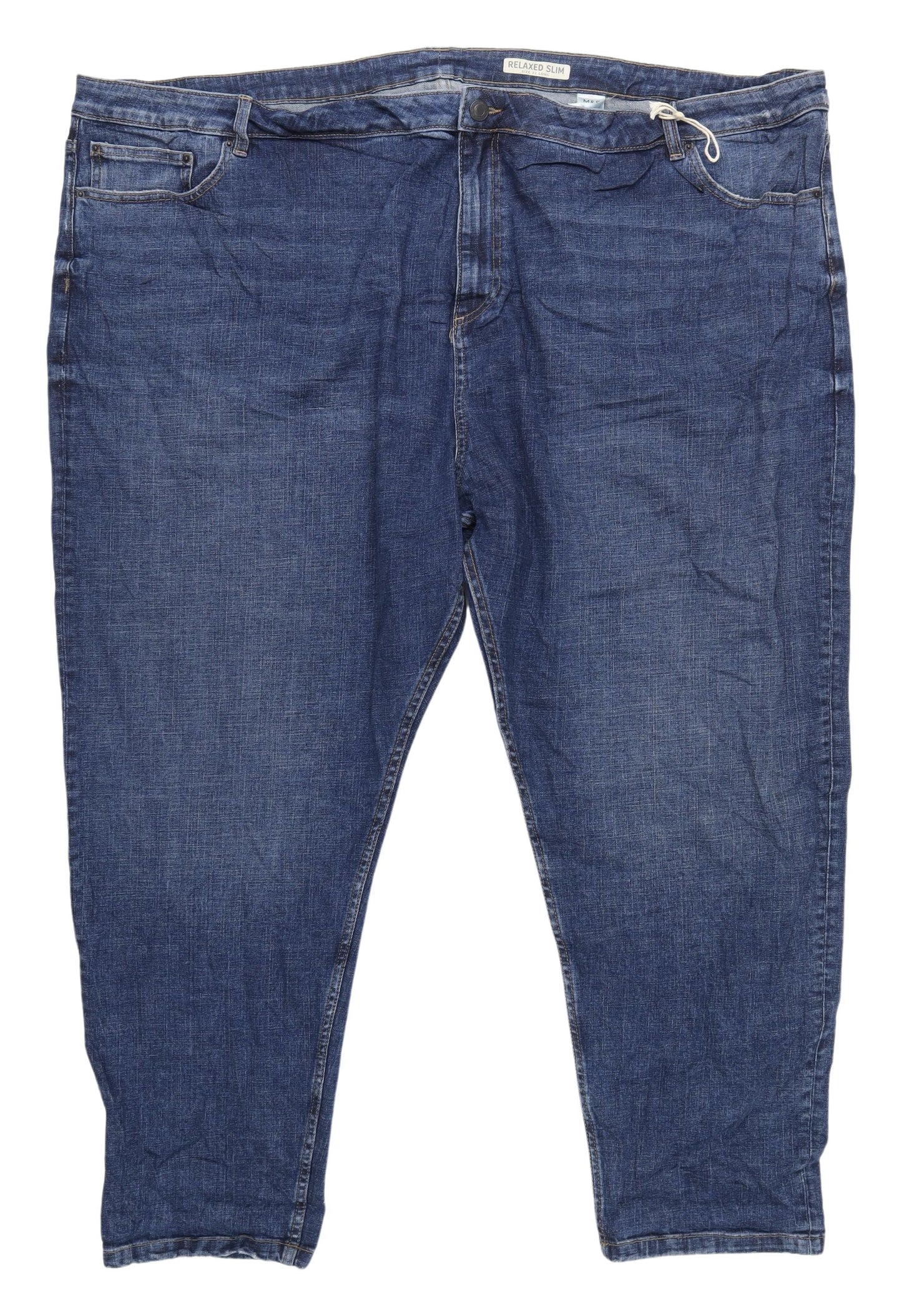 Unisex Adultss UK Size 32 Marks and Spencer Relaxed Fit Straight Blue Jeans