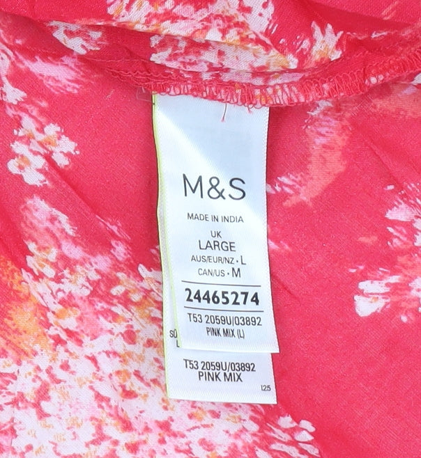 Womens UK Size L Marks and Spencer Pink Tunic Blouse