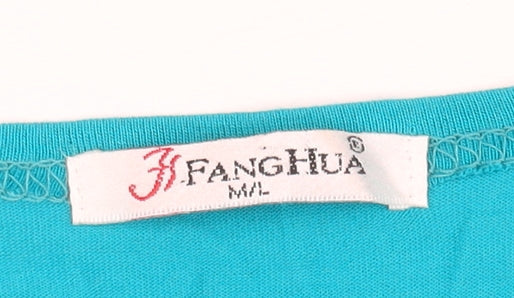 Fanghua Blue Lace Blouse for Women M/L Short Sleeve