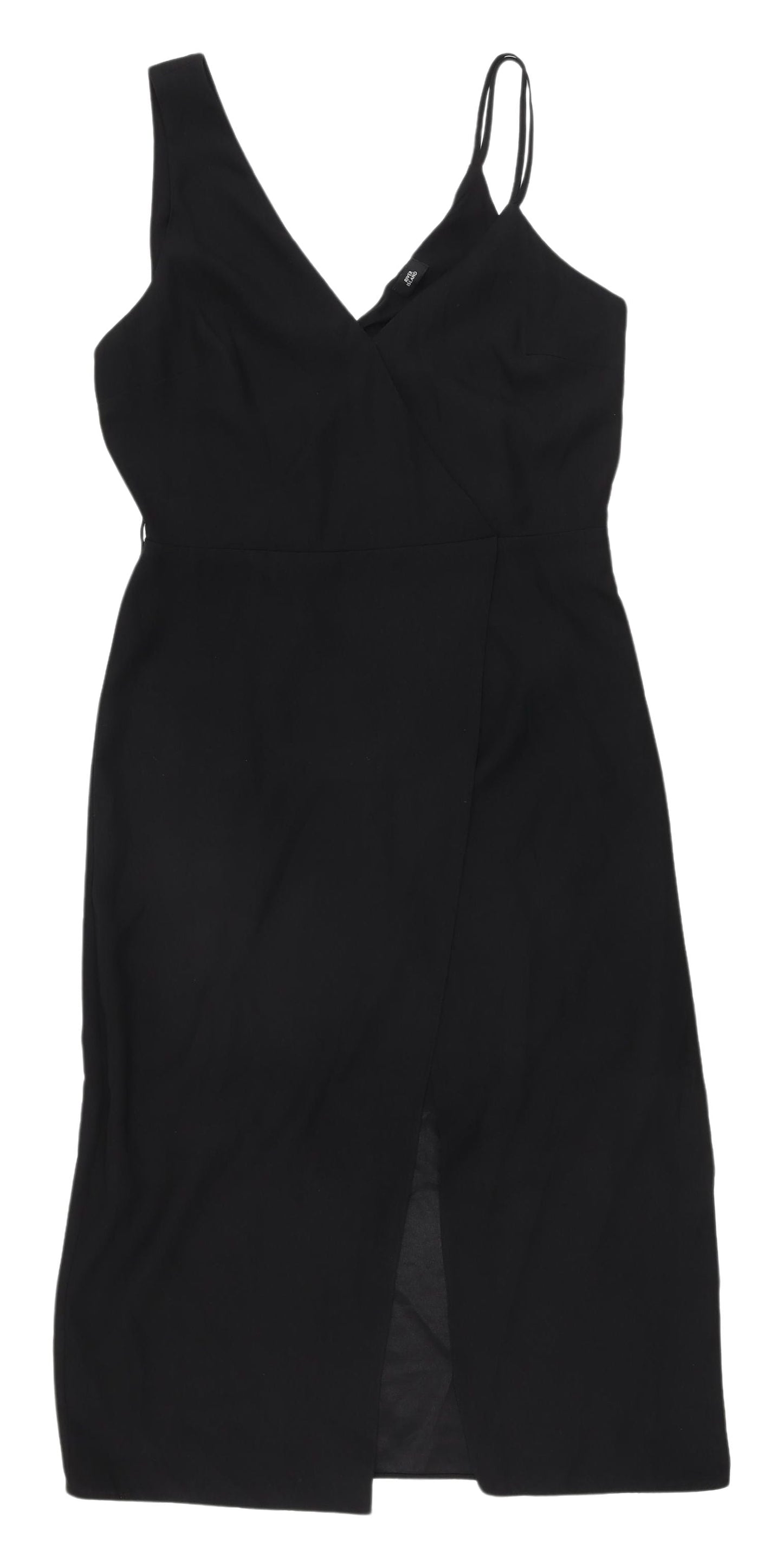 River Island Women's Black Wrap Midi Dress Size 12