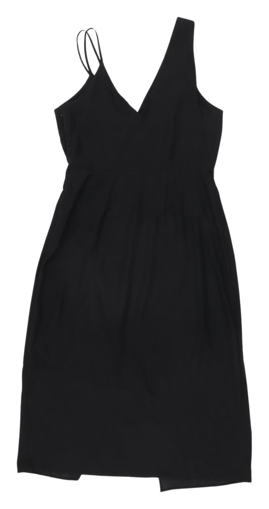 River Island Women's Black Wrap Midi Dress Size 12