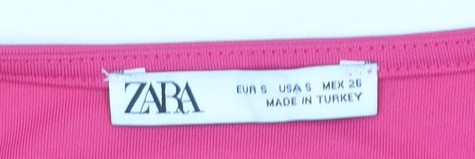 Womens UK Size S Zara Pink Basic Blouse