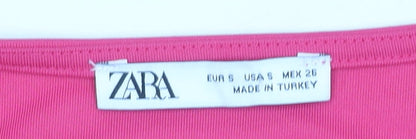 Womens UK Size S Zara Pink Basic Blouse
