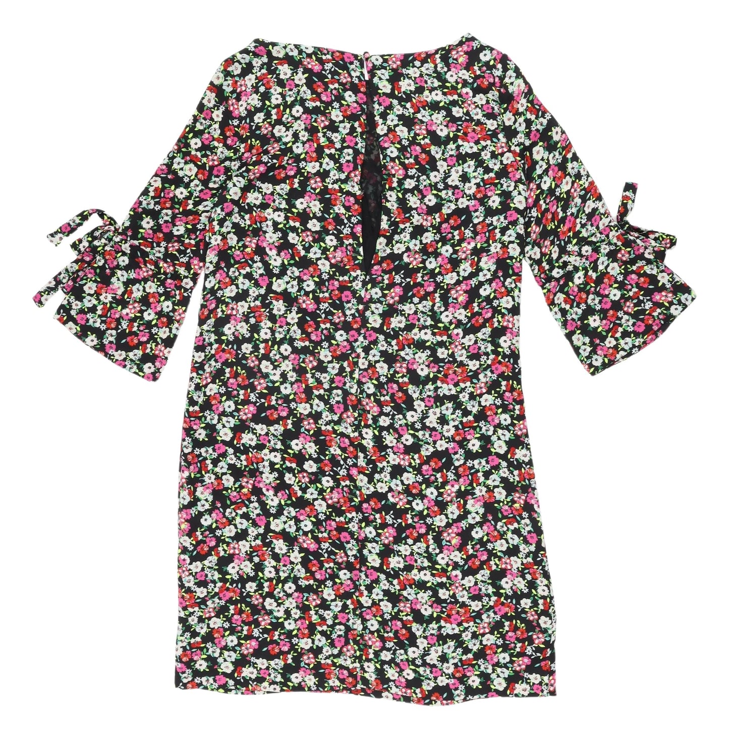 H&M Women Black Floral Shift Dress Size 4