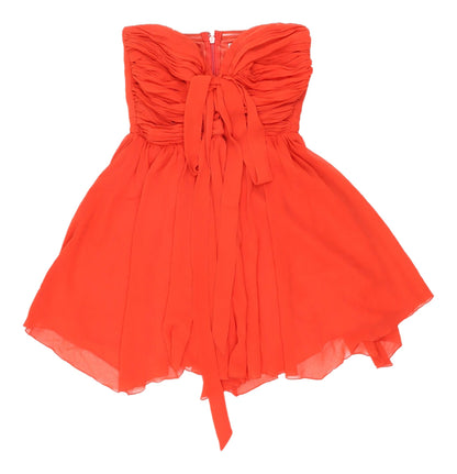 Lipsy Women's Red A-Line Party Dress with Bow, Size 10