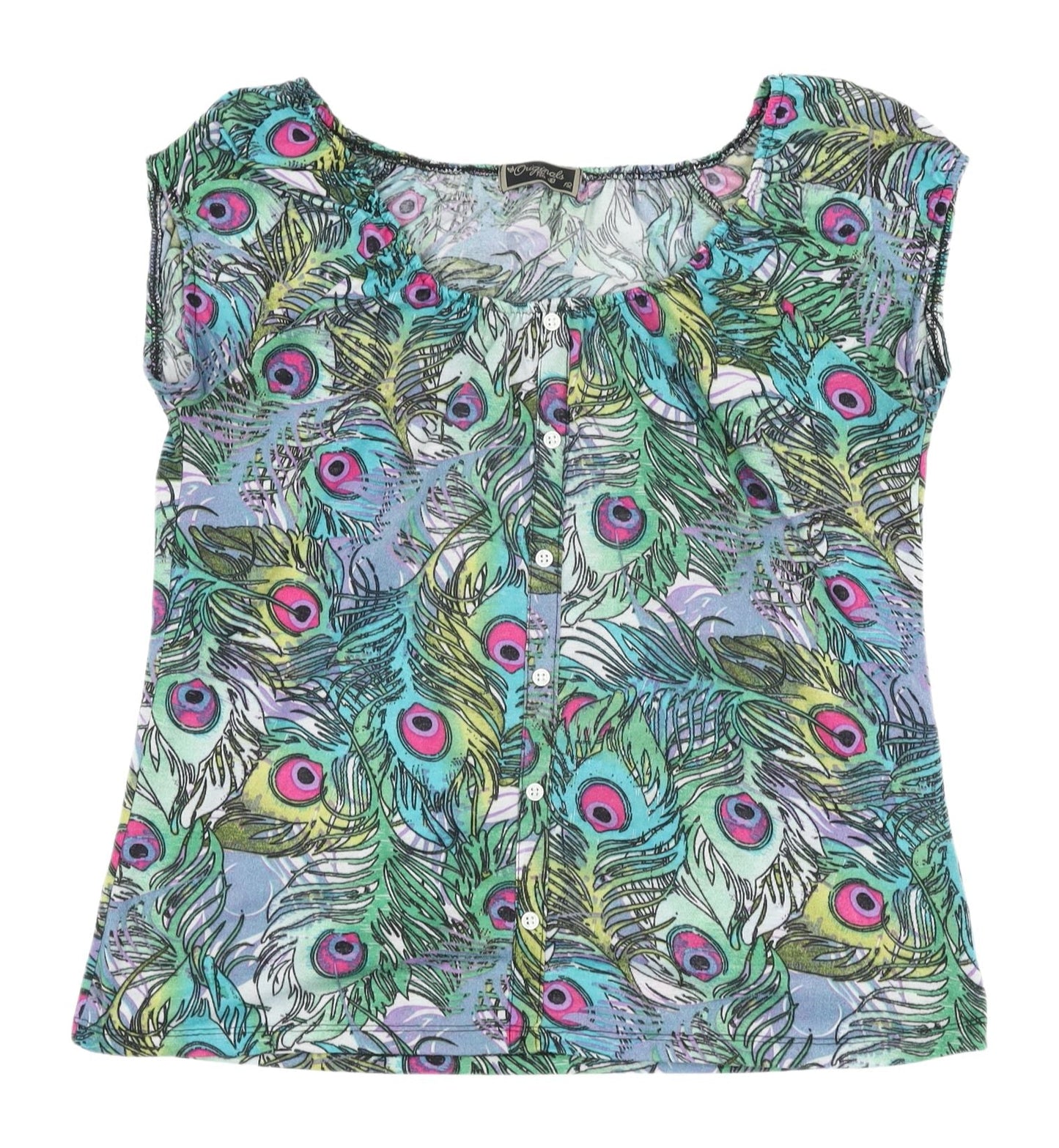 Womens UK Size 12 Originals Multicoloured Basic Blouse