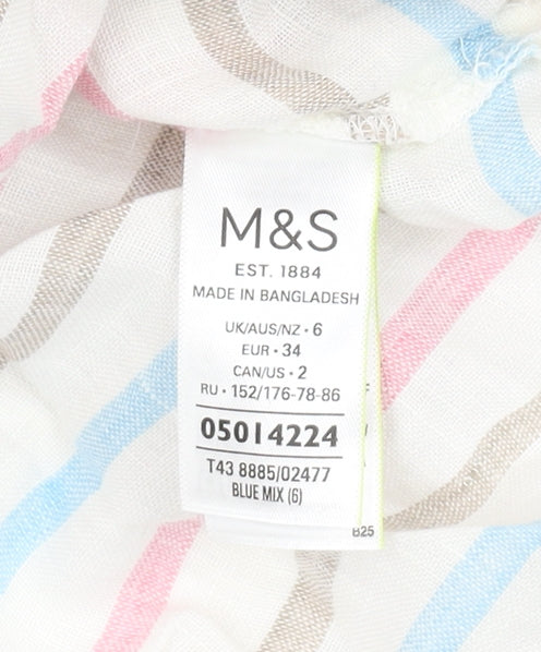 Womens UK Size 6 Marks and Spencer Multicoloured Basic T-Shirt
