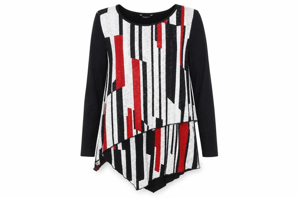 Womens UK Size 12 Roman Multicoloured Asymmetric Blouse