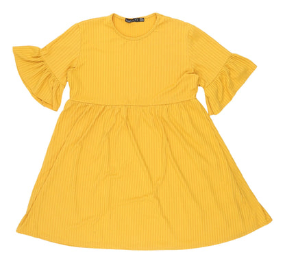 Boohoo Yellow A-Line Dress Women Size 14 Petite