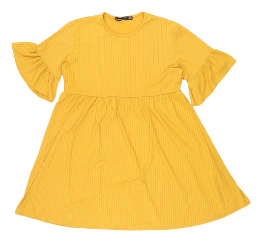 Boohoo Yellow A-Line Dress Women Size 14 Petite