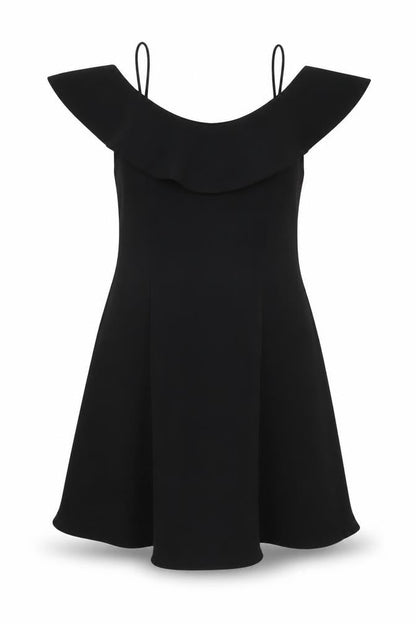 Zara Women Black A-Line Off Shoulder Mini Dress S