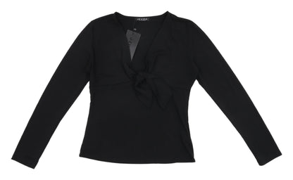 Womens UK Size 16 Jeuvre Black Wrap Blouse