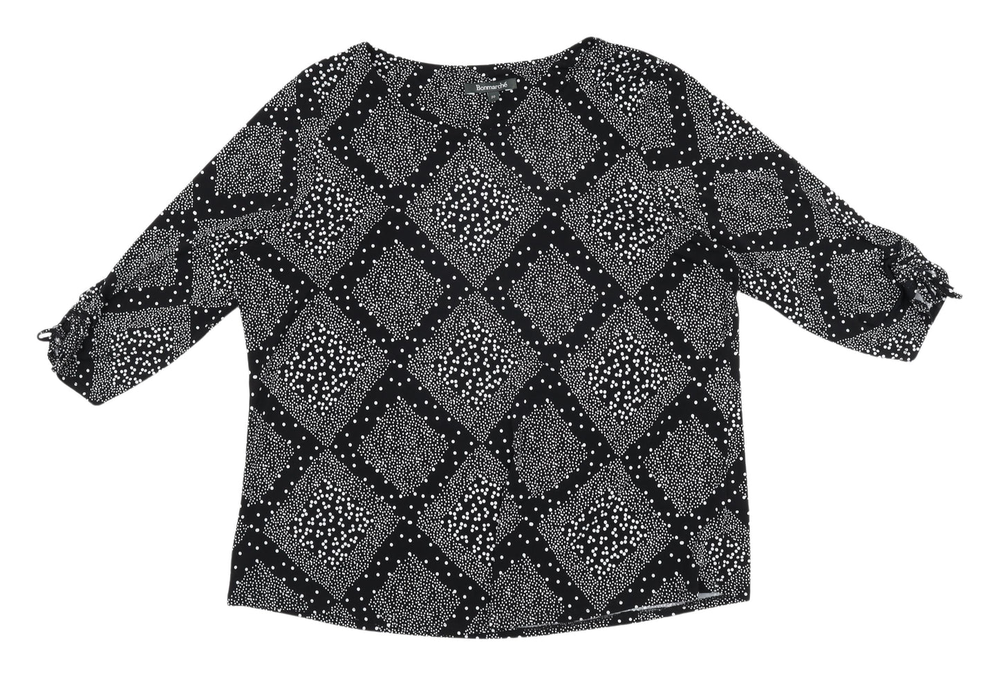 Bonmarché Women's Black Geometric Blouse, Size 20