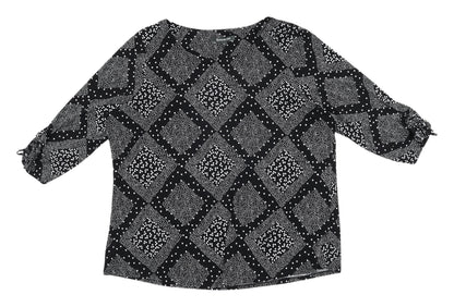 Bonmarché Women's Black Geometric Blouse, Size 20