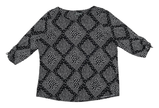 Bonmarché Women's Black Geometric Blouse, Size 20