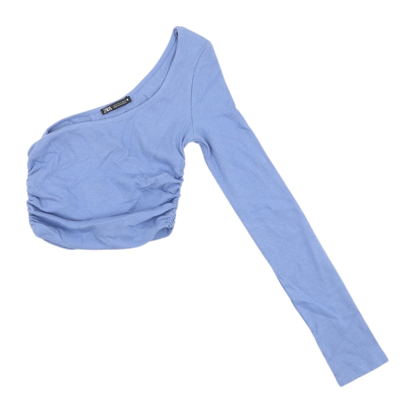 Womens UK Size S Zara Blue Cropped Blouse