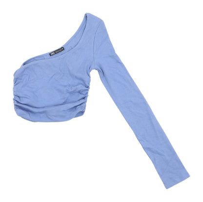 Womens UK Size S Zara Blue Cropped Blouse