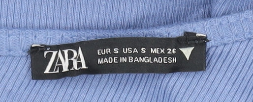 Womens UK Size S Zara Blue Cropped Blouse