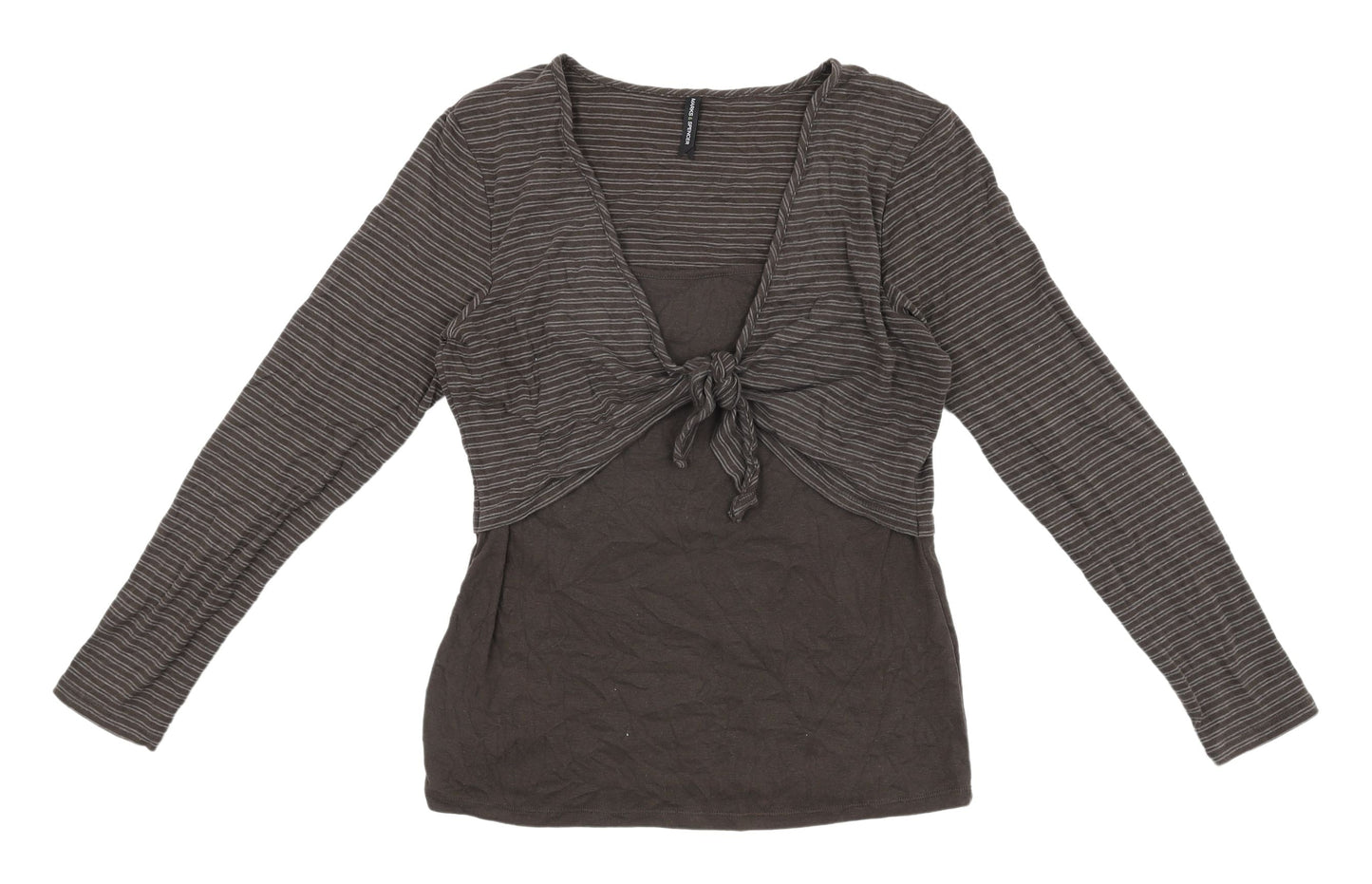 Womens UK Size 14 Marks and Spencer Brown Cropped T-Shirt