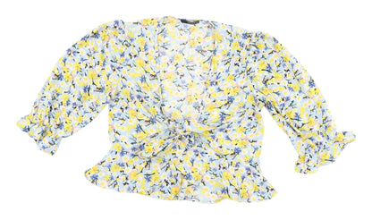 Quiz Women's Floral Wrap Blouse 3/4 Sleeve Size 8