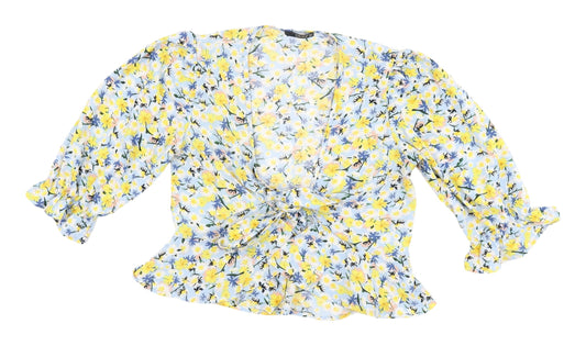 Quiz Women's Floral Wrap Blouse 3/4 Sleeve Size 8