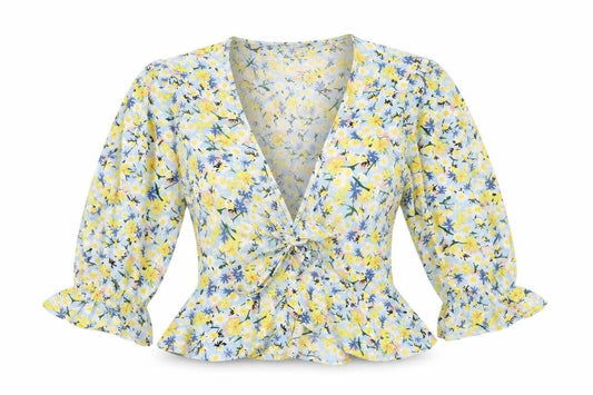 Womens UK Size 8 Quiz Multicoloured Wrap Blouse