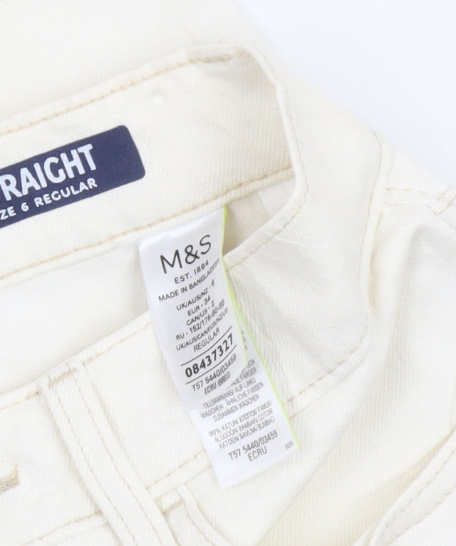 Womens UK Size 6 Marks and Spencer Regular Fit Straight Ivory Jeans