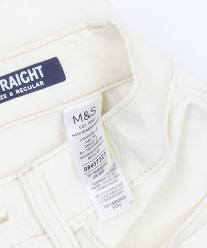 Womens UK Size 6 Marks and Spencer Regular Fit Straight Ivory Jeans