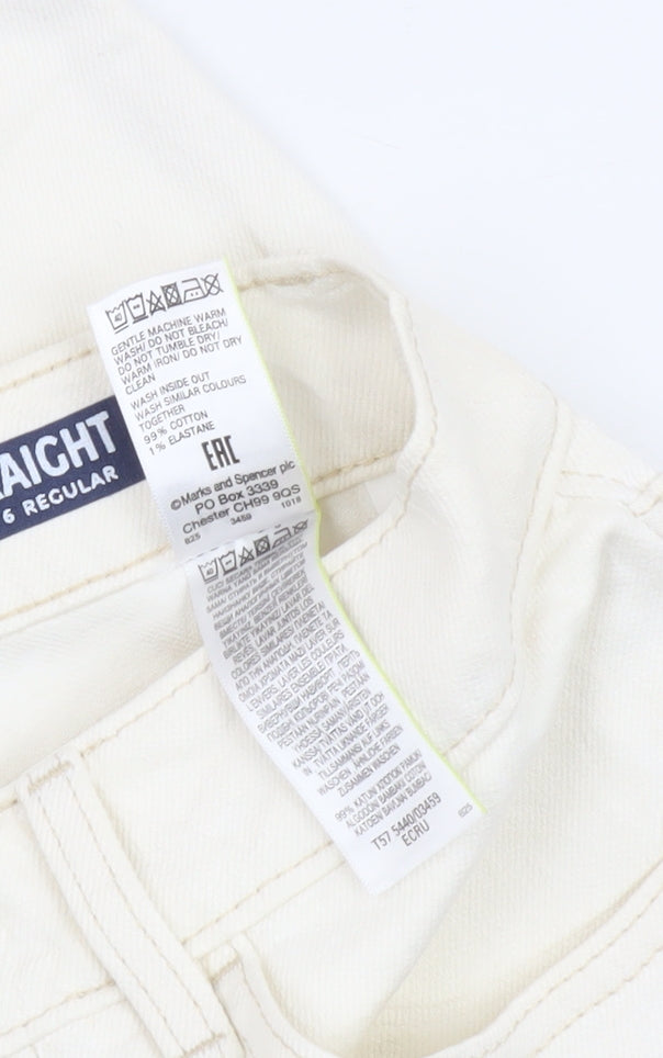 Womens UK Size 6 Marks and Spencer Regular Fit Straight Ivory Jeans