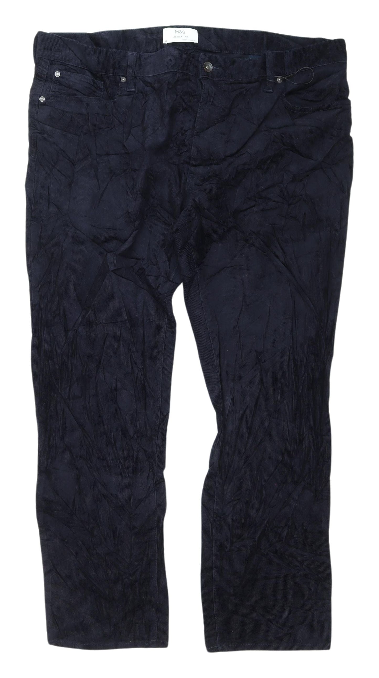 Marks and Spencer Men's Blue Corduroy Trousers, Size 46
