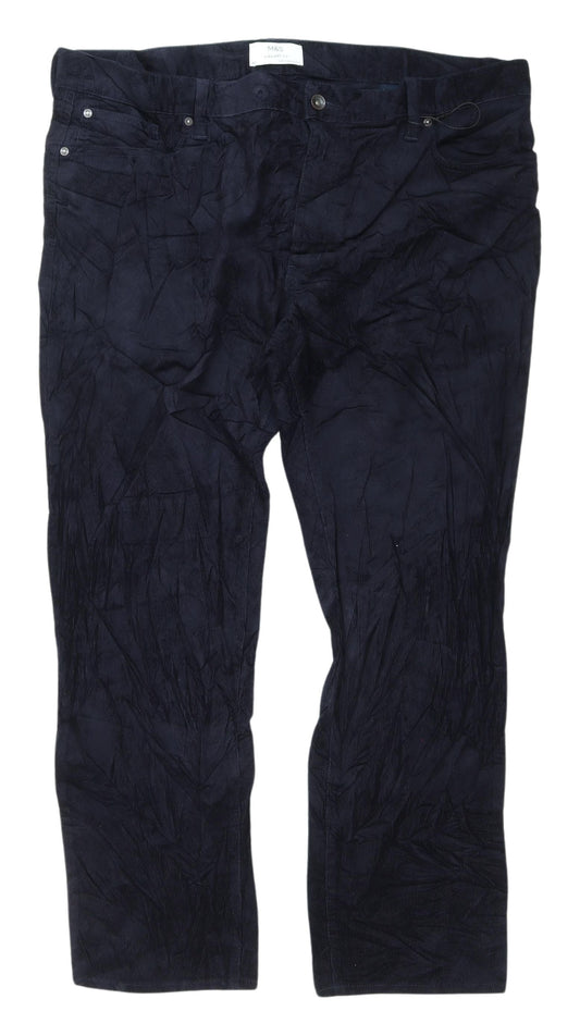 Marks and Spencer Men's Blue Corduroy Trousers, Size 46