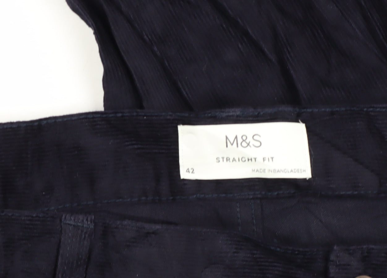 Marks and Spencer Men's Blue Corduroy Trousers, Size 46