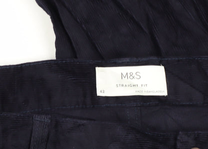 Marks and Spencer Men's Blue Corduroy Trousers, Size 46