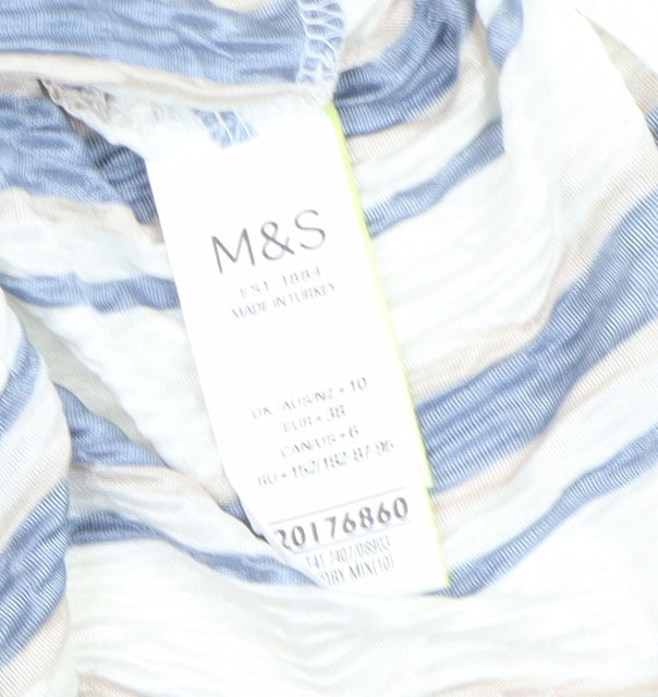 Womens UK Size 10 Marks and Spencer White Cropped Blouse